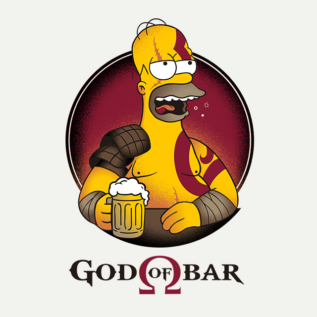 Переведи gods. God of Bar. Гомер с пивом. God of Bar футболки. Homer God of Bar.